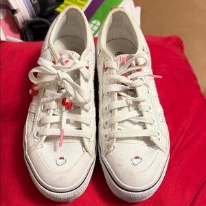 Adidas White and Red Hello Kitty Sneakers